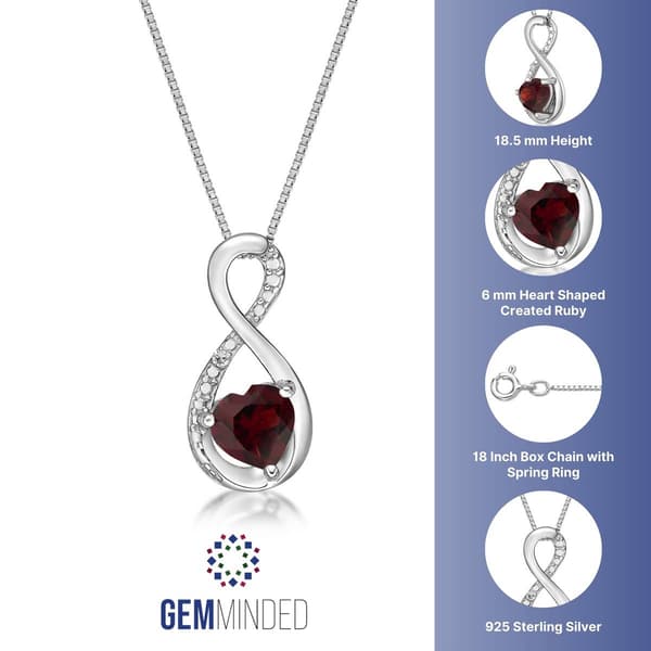 Gemminded Sterling Silver 6mm Heart Garnet Infinity Pendant