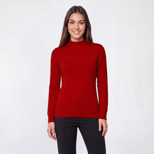 Petite Napa Valley Long Sleeve Solid Mock Neck Sweater