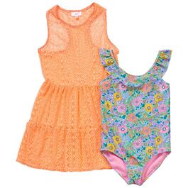 Girls &#40;7-12&#41; bmagical One Piece Floral Swimsuit & Cover-Up Dress