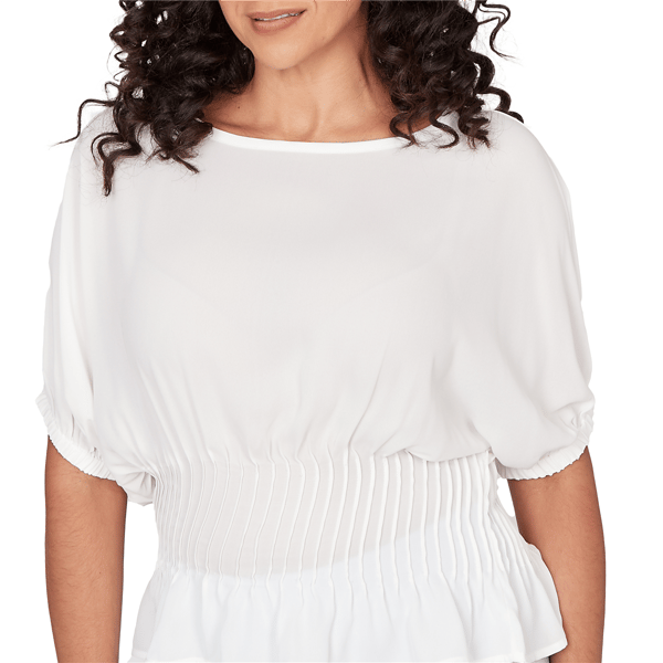 Petite Emaline Limoncello Sunrise Elbow Sleeve Pintuck Blouse