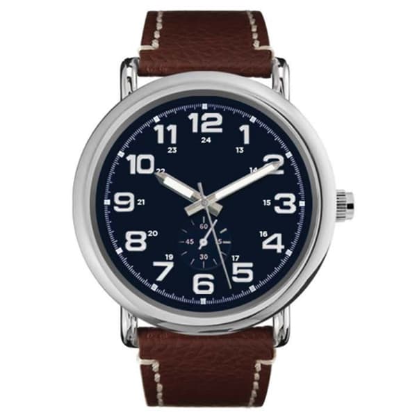 Mens Silver-Tone Analog-Quartz Navy Dial Watch - 3076S-07-J16 - image 