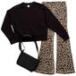 Girls (7-16) Yogalicious(R) Oversized Crew & Leopard Flare Leggings - image 1