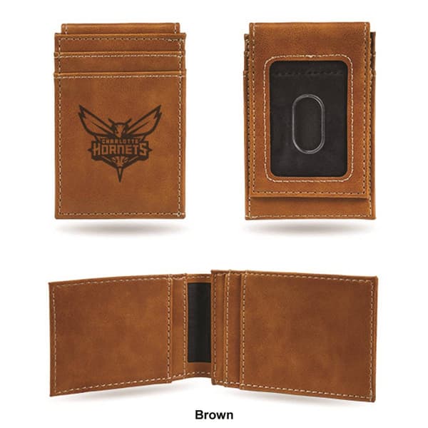 Mens NBA Charlotte Hornets Faux Leather Front Pocket Wallet