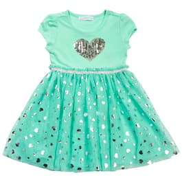 Girls &#40;4-6x&#41; Young Hearts Ribbed Top Foil Heart Tutu Dress