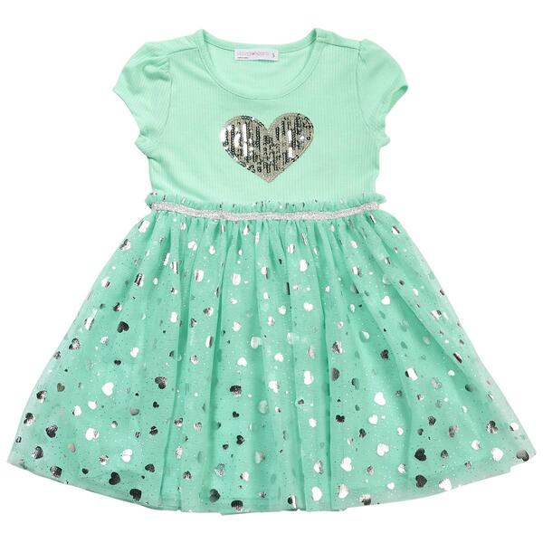 Girls &#40;4-6x&#41; Young Hearts Ribbed Top Foil Heart Tutu Dress - image 