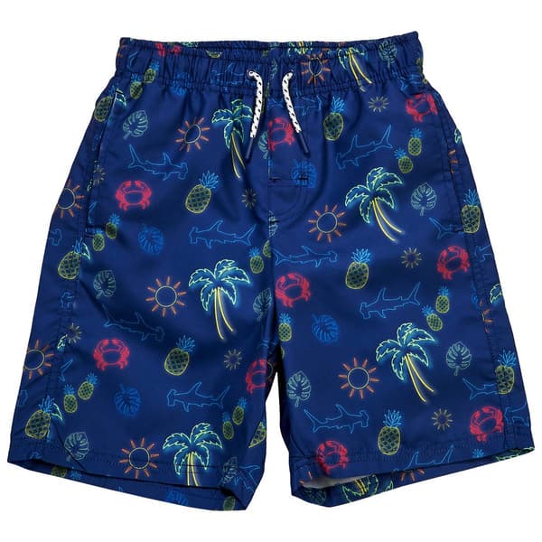 Boys (8-20) SURFZONE(R) Tropical Neon Swim Trunks - image 