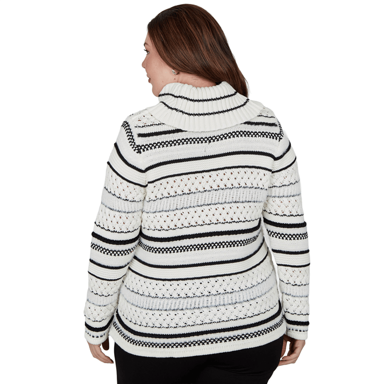 Plus Size Hearts of Palm Wrapped in Rubies Stripe Sweater