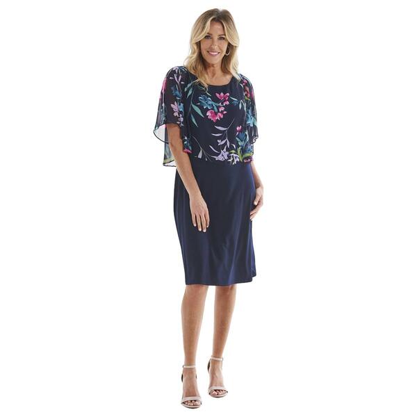 Womens Connected Apparel  Floral Poncho A-Line Dress - image 