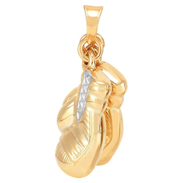 Gold Classics(tm) Yellow Gold Boxing Gloves with Rhodium Pendant - image 