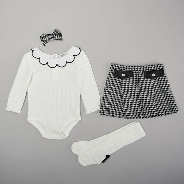 Baby Girl &#40;9-24M&#41; Nicole Miller 4pc. Ribbed Bodysuit & Skirt Set - image 