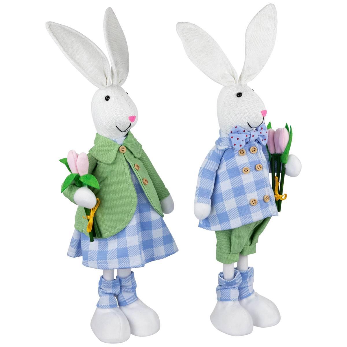 Northlight Seasonal Bunny Couple Easter Figurines - Set of 2