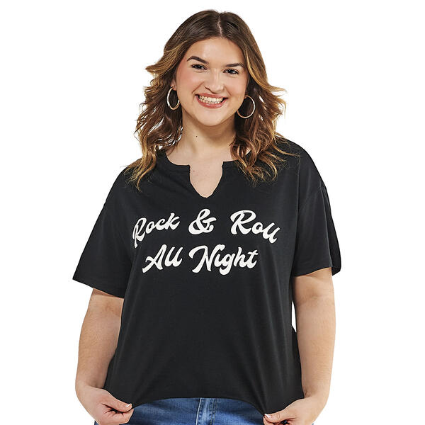 Juniors Plus No Comment Rock & Roll Club Graphic Tee - image 