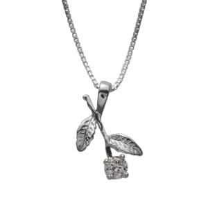 Marsala Fine Silver Plated & Cubic Zirconia Leaf Necklace - image 