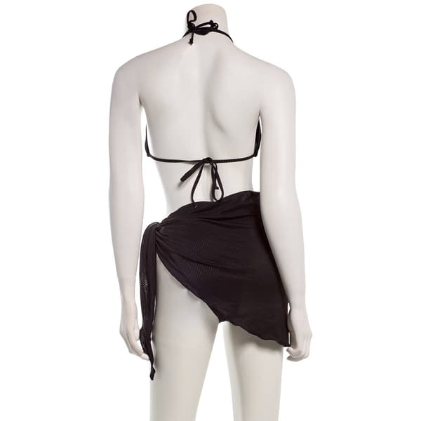 Juniors Mykonos Blue 3pc. Black Swim Set with Sarong
