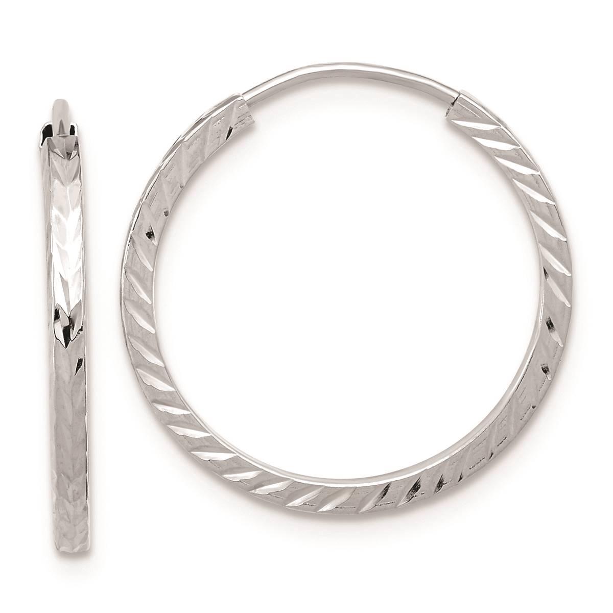 Gold Classics™ 20mm. 14kt. White Diamond Cut Hoop Earrings