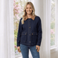 Womens Nicole Miller Long Sleeve Corduroy Collar Denim Jacket - image 1