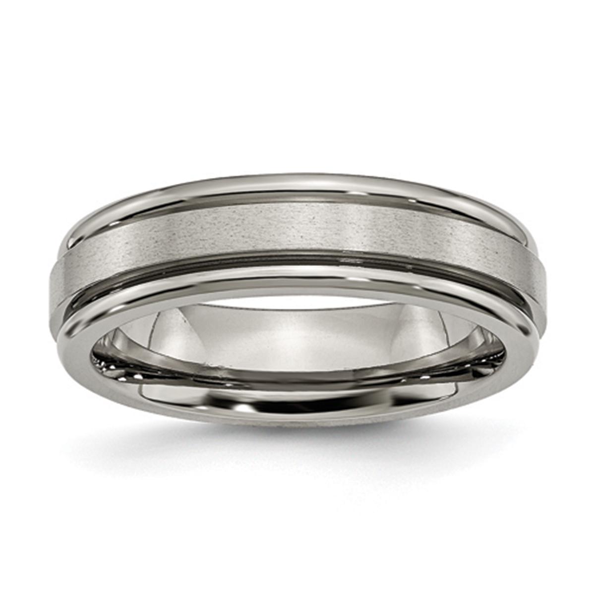 Mens Endless Affection™ Titanium Grooved Edge 6mm Satin...