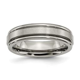 Mens Endless Affection(tm) Titanium Grooved Edge 6mm Satin Band