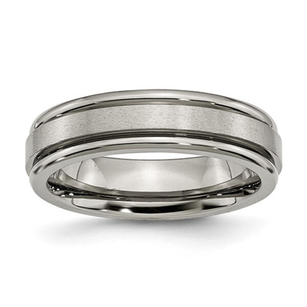 Mens Endless Affection&#40;tm&#41; Titanium Grooved Edge 6mm Satin Band - image 