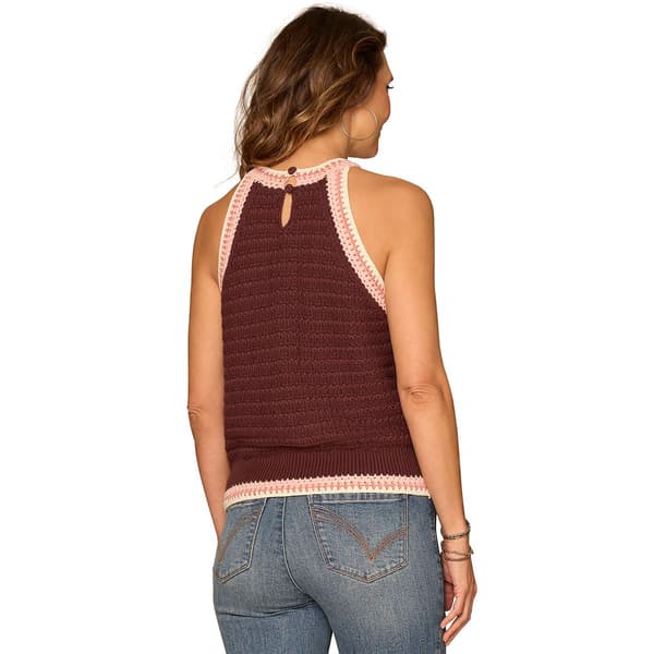 Womens Democracy Crochet Trim Sweater Tank Top
