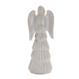 Melrose White Glazed Angel Figurines - Set of 2