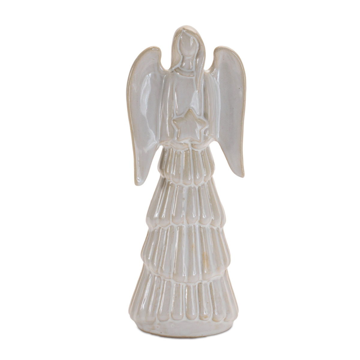 Melrose White Glazed Angel Figurines - Set of 2