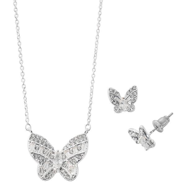 Danecraft Cubic Zirconia Butterfly Pendant & Earrings Set - image 