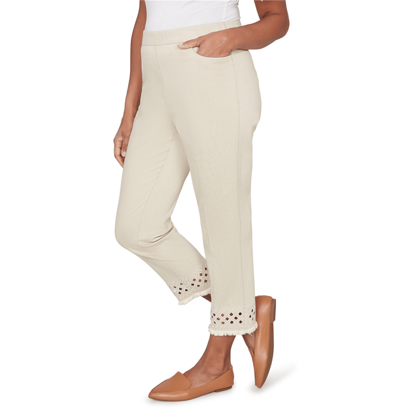Womens Alfred Dunner Detail Driven Geometric Cut Out Casual Pants