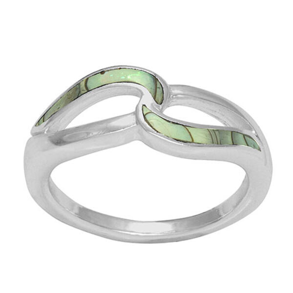 Marsala Silver Plated Paua Shell Double Loop Ring - image 