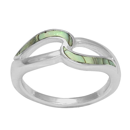 Marsala Silver Plated Paua Shell Double Loop Ring - image 