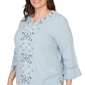 Plus Size Alfred Dunner Out Of The Blue Center Embroidery Blouse - image 5