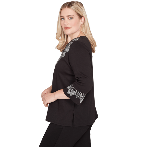 Petite Alfred Dunner Barcelona Paisley Split Neck Blouse