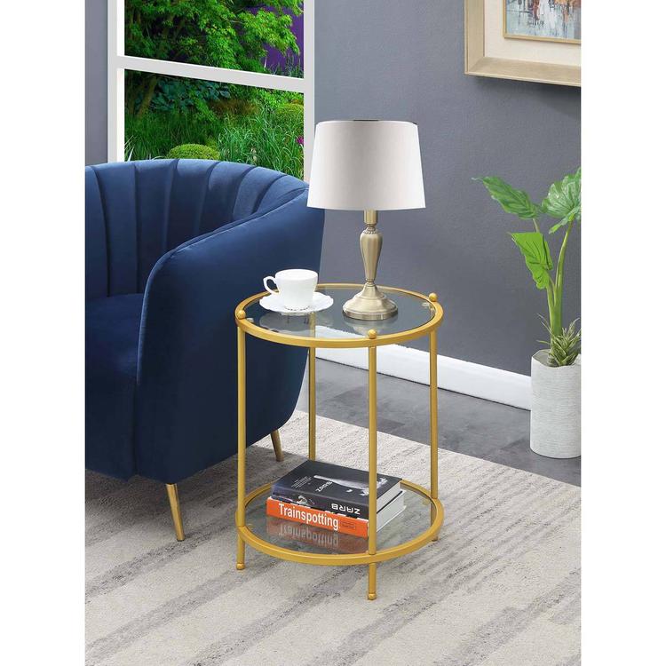 Convenience Concepts Royal Crest 2 Tier Round Glass End Table
