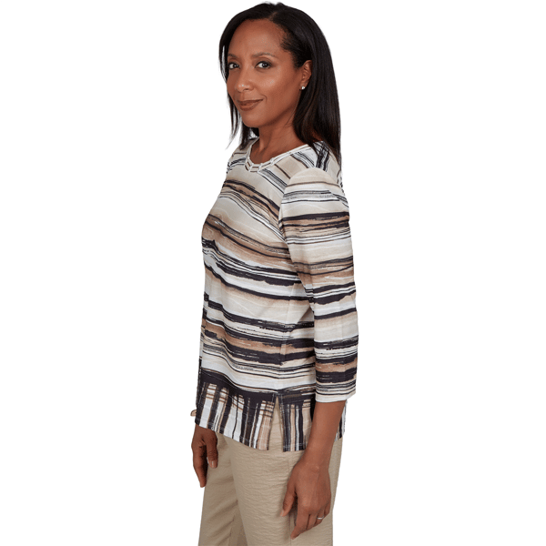 Womens Alfred Dunner Travel Advisory Scratched Stripe Blouse