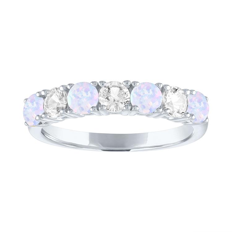 Gemstone Classics(tm) Created Opal/Sapphire Sterling Silver Band