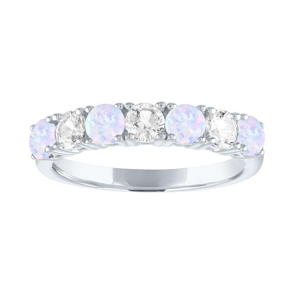 Gemstone Classics&#40;tm&#41; Created Opal/Sapphire Sterling Silver Band - image 