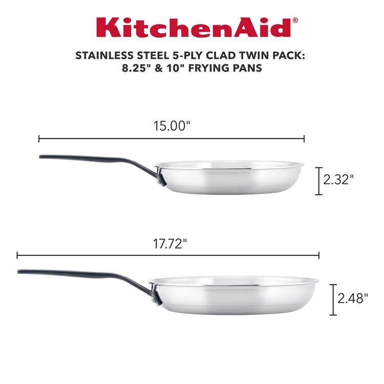 KitchenAid® 2pc. 5-Ply Clad Stainless Steel Frying Pan Set