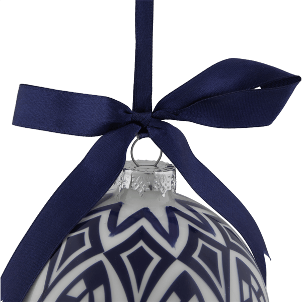 Northlight White & Blue Mosaic Glass Christmas Ball Ornament