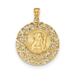 Gold Classics(tm) 14kt. Polished Diamond Cut Angel Pendant