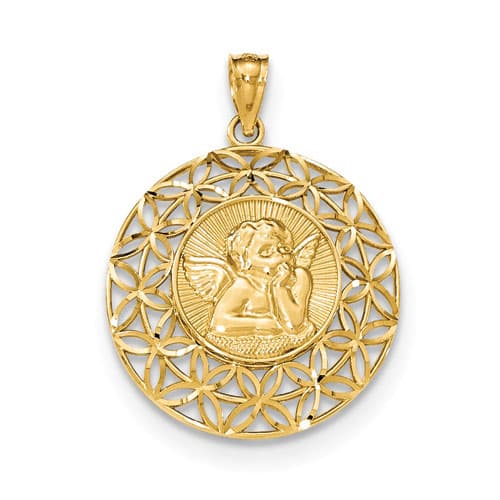 Gold Classics&#40;tm&#41; 14kt. Polished Diamond Cut Angel Pendant - image 