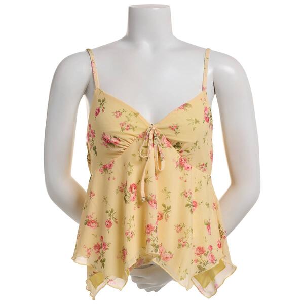 Juniors Madden Girl Floral Mesh Hanky Hem Tank Top - image 