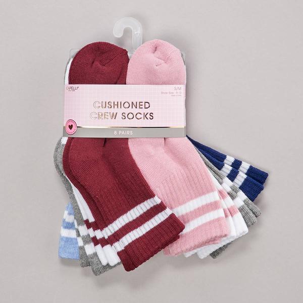 Girls Capelli New York 8pk. Solid/Marled Cushioned Crew Socks - image 