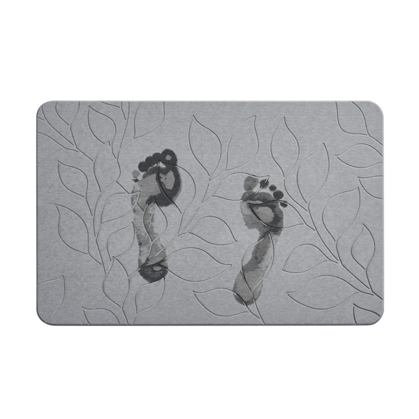 VCNY Home Grey Carved Leaves Diatomite Stone Bath Mat