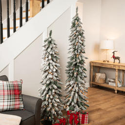 Northlight 6ft. Pre-Lit Pencil Flocked Alpine Christmas Tree