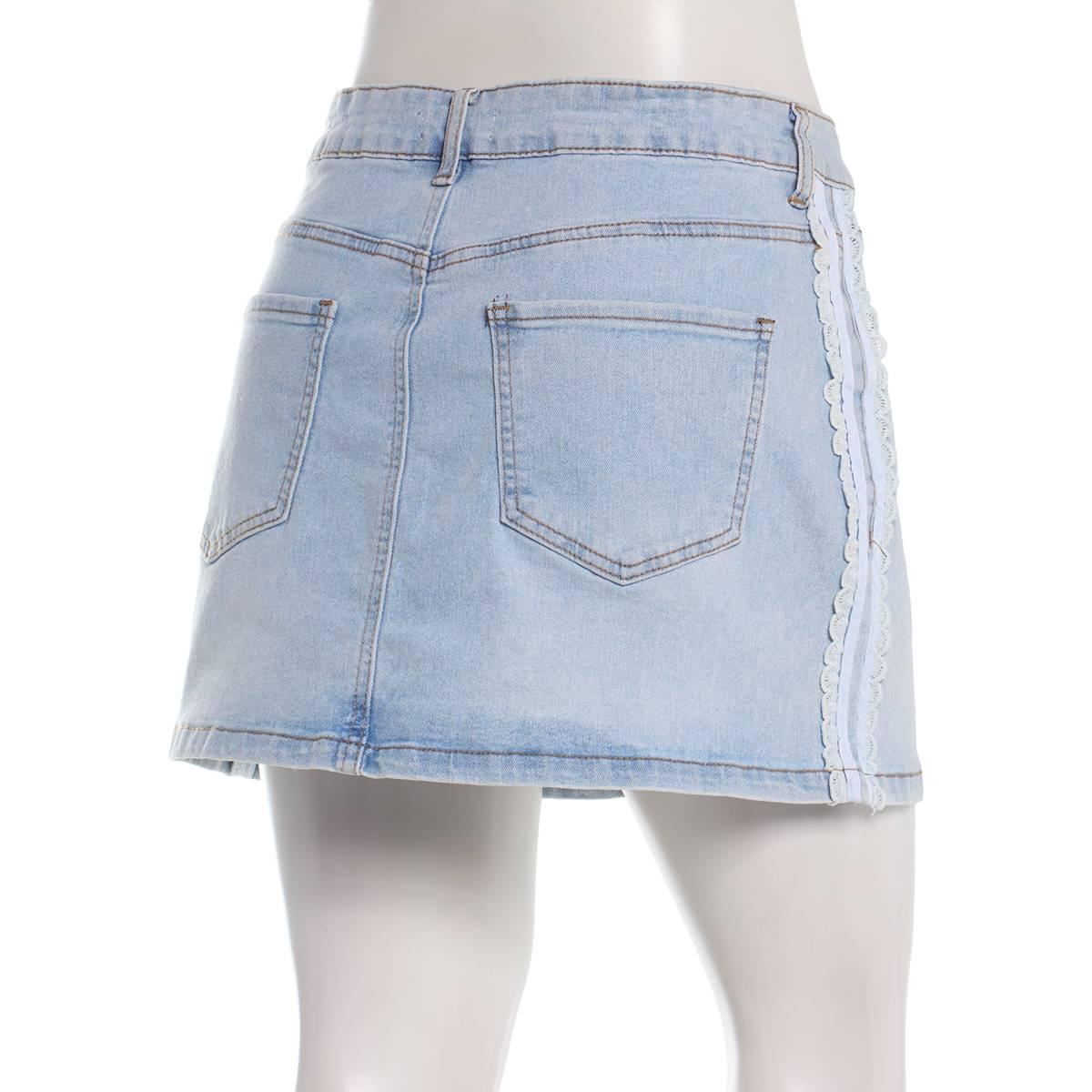 Juniors No Comment Mid Rise Lace Side Stripe Skirt