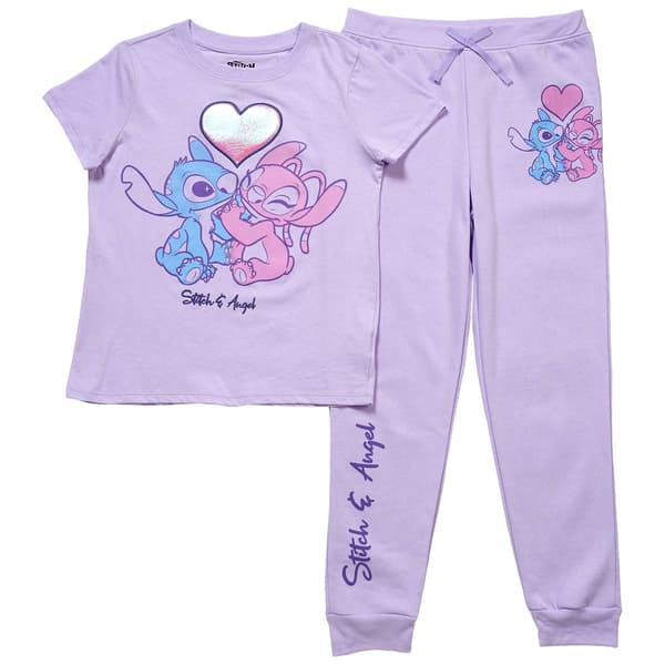 Girls (7-16) Disney Lilo & Stitch 2pc. Stitch/Angel Tee & Joggers - image 