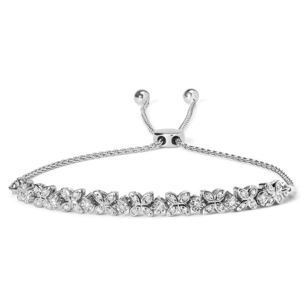 Haus of Brilliance Silver 1/4ctw. Diamond Adjustable Bracelet - image 