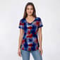 Womens Runway Ready Short Sleeve Star Bursts V-Neck Tee - image 1