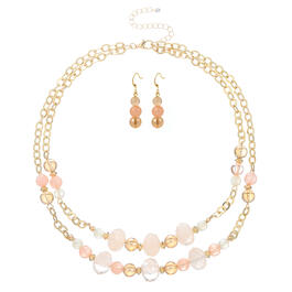 Ashley Cooper&#8482; Peach & Gold Chunky Bead Necklace Travel Pouch Set