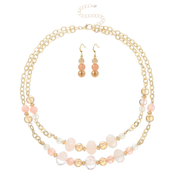 Ashley Cooper&#8482; Peach & Gold Chunky Bead Necklace Travel Pouch Set